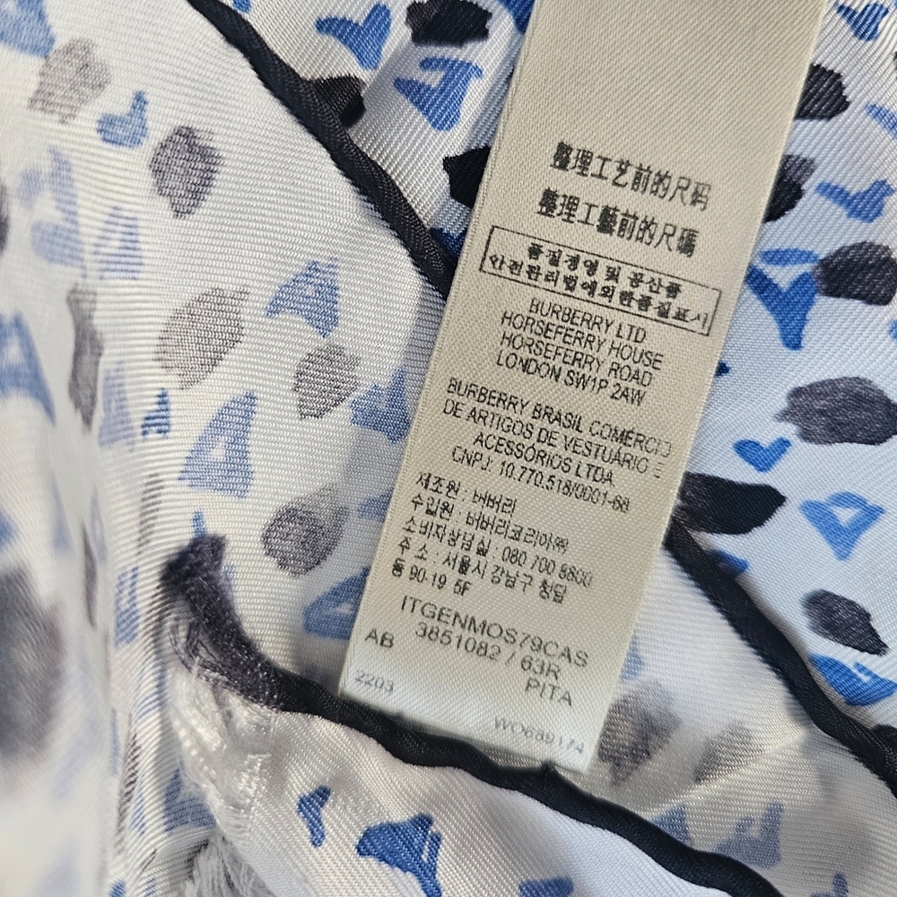 Burberry Blue Black & White Modal & Cashmere Lightweight Scarf - Picture 7 of 12